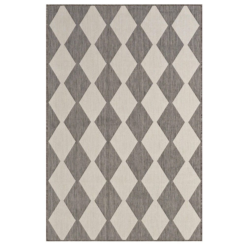 Nourison Positano Geometric Charcoal 4&#39; x 6&#39; Indoor/Outdoor Area Rug, , large