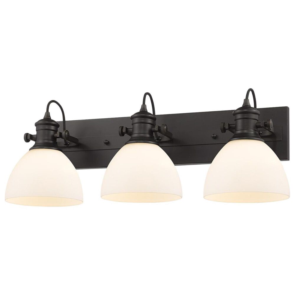 Golden Lighting Hines 3-Light Bath Vanity in Rubbed Bronze with Opal Glass, , large