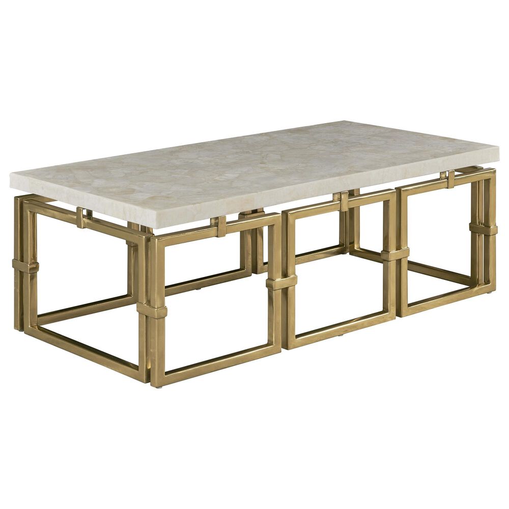 Century Links Small Cocktail Table in Brass and Warm Ivory, , large