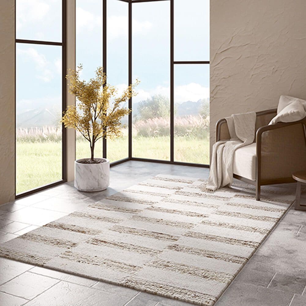 L&amp;R Resources Geoblend 5&#39; x 7&#39;9&quot; White and Beige Area Rug, , large