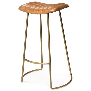 Splendor Living Luke Leather Bar Stool in Antique Brass, , large