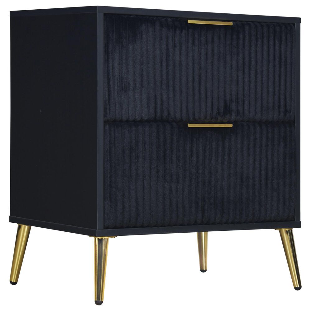 New Heritage Design Kailani 2-Drawer Nightstand in Black, , large