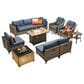 HOMLUX 11-Piece Patio Conversation Set with LED Coffee Table in Denim Blue, , large