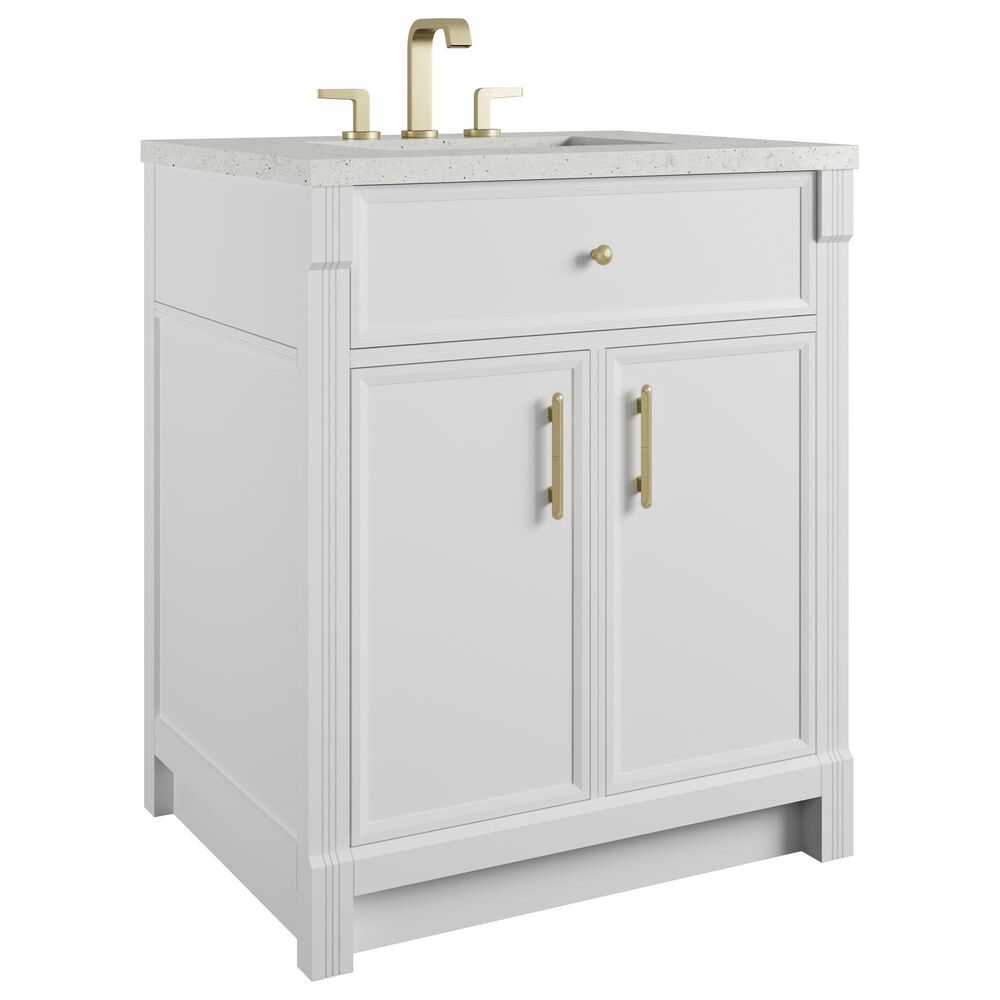 James Martin Bellshire 30" Single Bathroom Vanity in Bright White with 3 cm Lime Delight Silestone Top and Rectangular Sink, , large