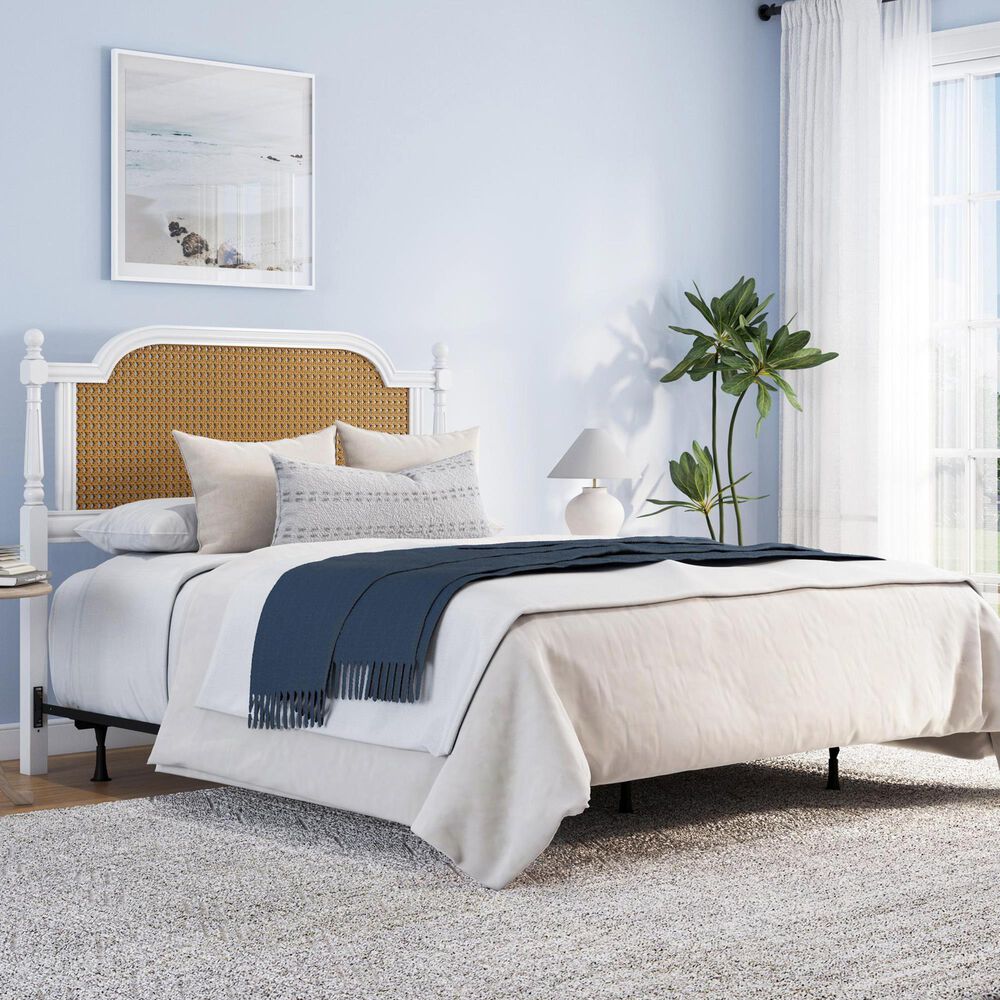 Richlands Furniture Melanie Queen Poster Panel Wood Headboard and Frame in White, , large