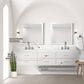 Lexora Home Castor 84" Double Bathroom Vanity in White with 2 cm White Carrara Marble Top and Rectangular Sinks, , large