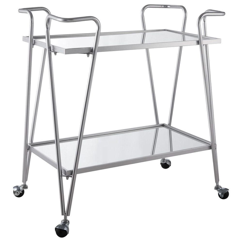 Linon Home Decor Mid-Century Bar Cart in Silver, , large