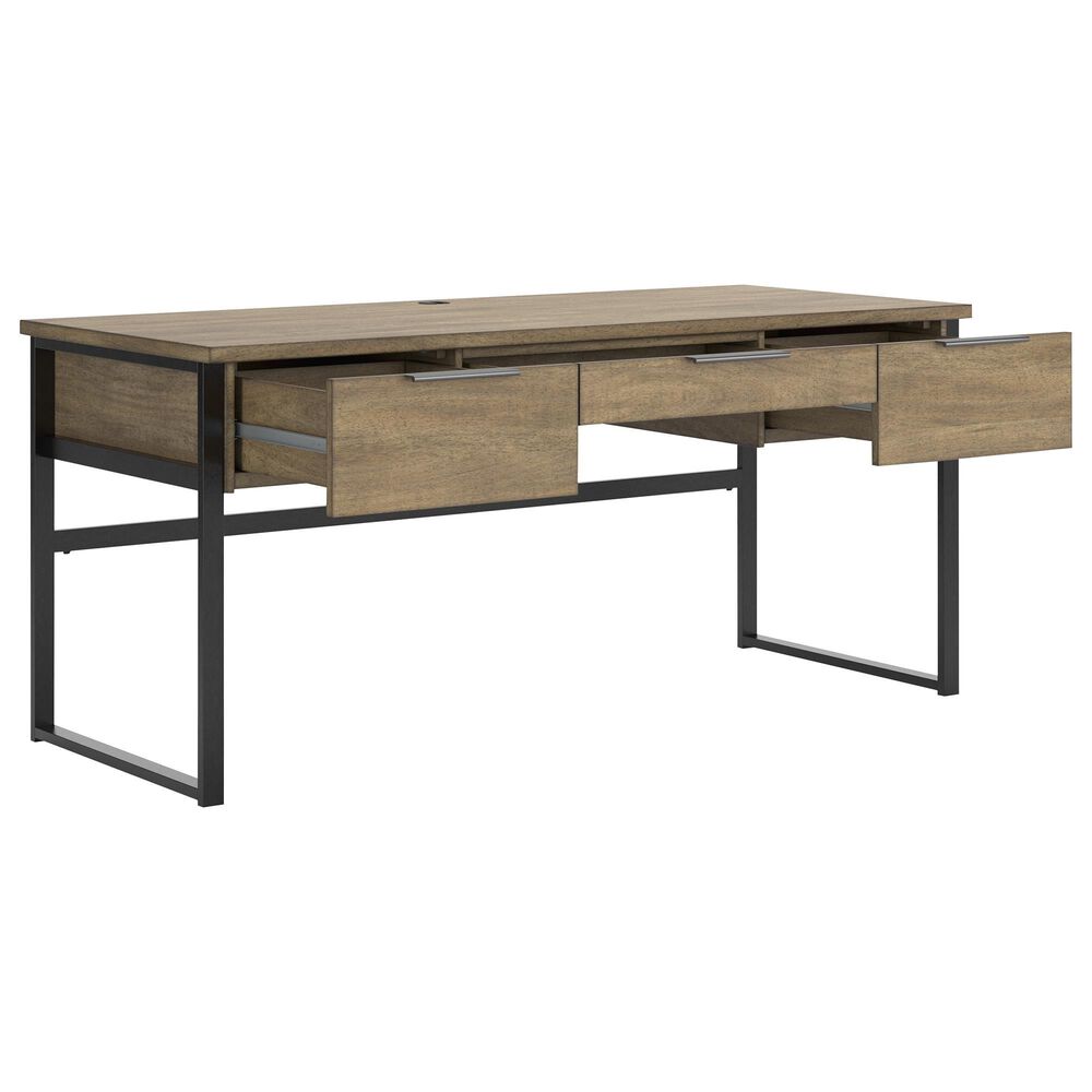 Ashley Montia 67&quot; Writing Desk in Light Brown and Gunmetal Gray, , large