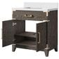 Lexora Home Laurel 30" Single Bathroom Vanity in Brown Oak with White Quartz Top and Rectangular Sink, , large