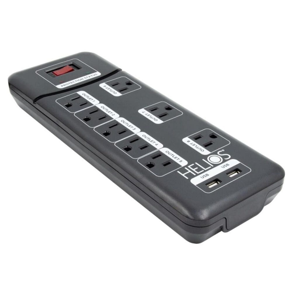 Helios Helios 8 Outlet Surge Protected Power Strip with 2 USB Ports, , large