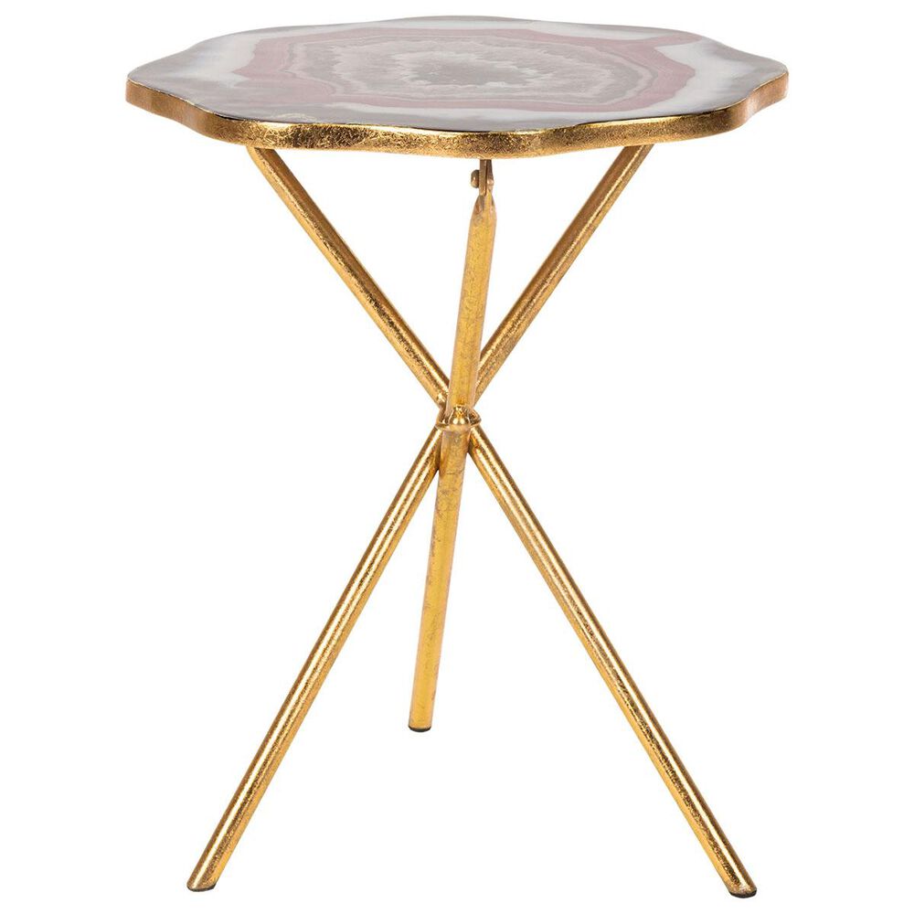Safavieh Celeste Faux Agate Side Table in Maroon and Gold, , large