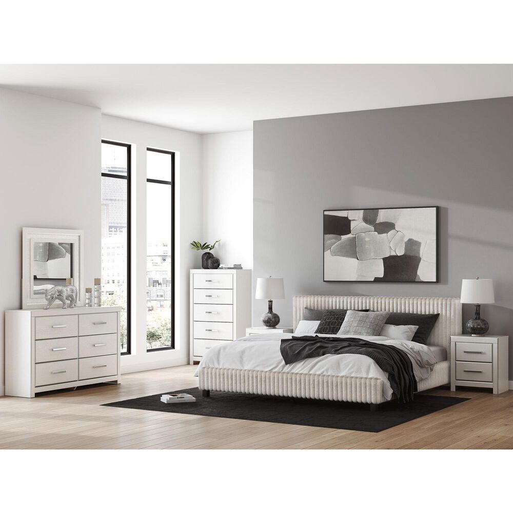 Ashley Zuraleus 3-Piece King Upholstered Platform Bedroom Set in Matte White, , large