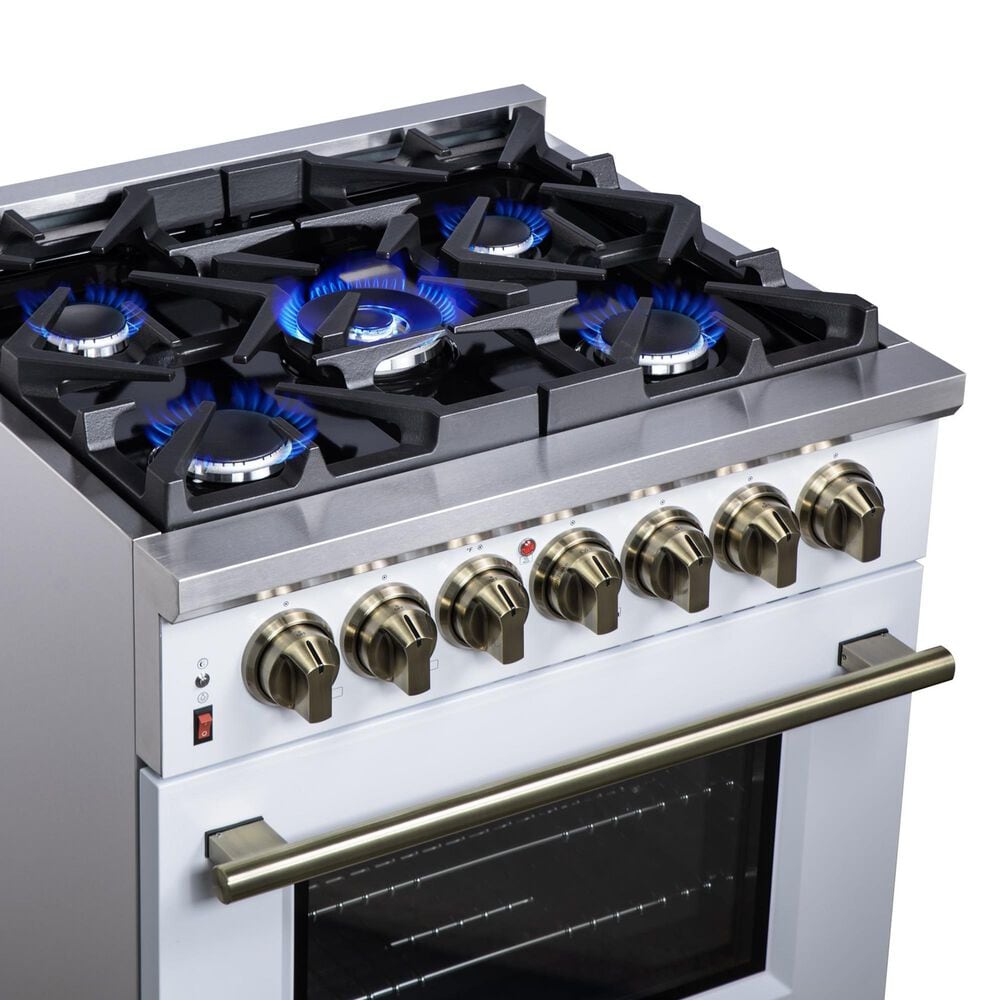 Forno Massimo 30" Freestanding Dual Fuel Range in White, , large