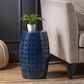 Hearth and Haven Lilac Outdoor Metal Side Table with Cylindrical Design in Dark Blue, , large