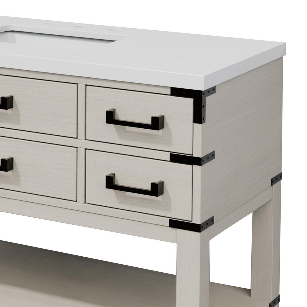 Lexora Home Norwalk 48" Single Bathroom Vanity in White Oak with White Cultured Marble Top and Rectangular Sink, , large