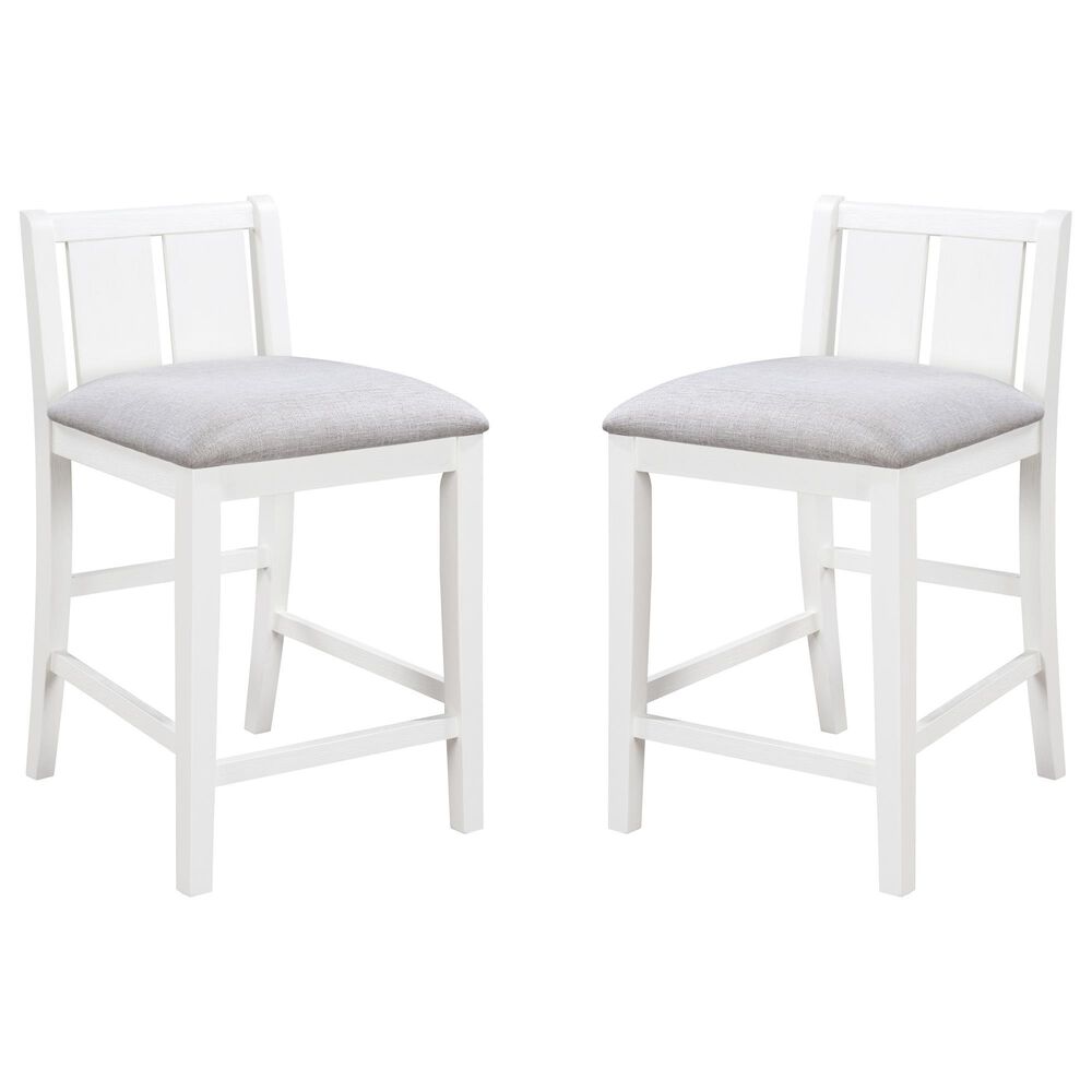 HOMLUX Counter Height Upholstered Chair in White (Set of 2), , large