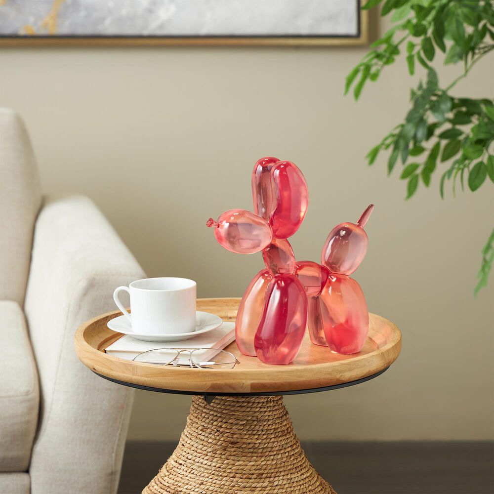 Maple and Jade Dog Tinted Ballon Decorative Sculpture in Pink, , large