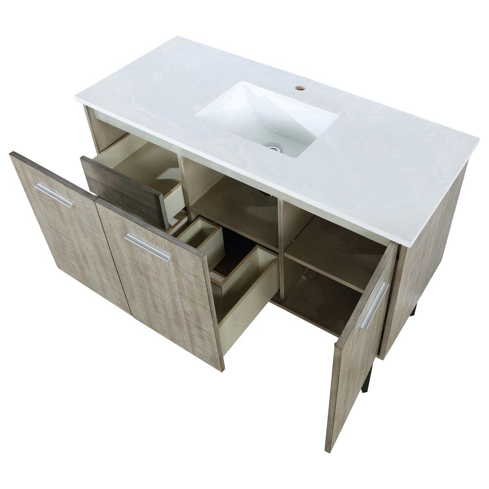 Lexora Home Lancy 48&quot; Single Bathroom Vanity in Rustic Acacia with 2 cm White Cultured Marble Top and Rectangular Sink, , large