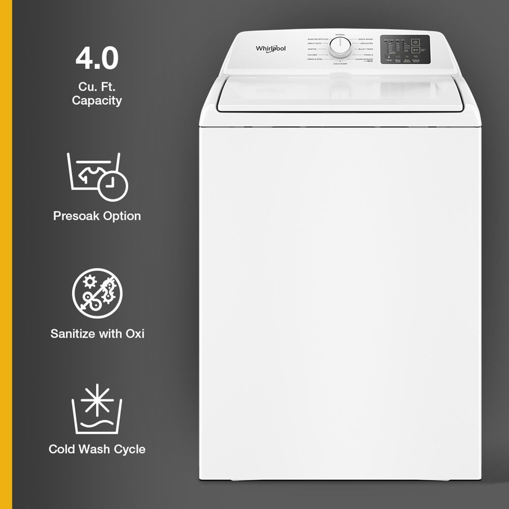 Whirlpool 4 Cu. Ft. Top Load Agitator Washer in White, , large