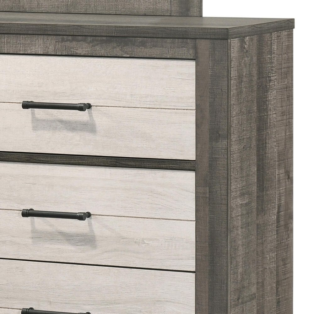 Crown Mark Rhett 5-Piece Queen Platform Bedroom Set in Gray and White, , large
