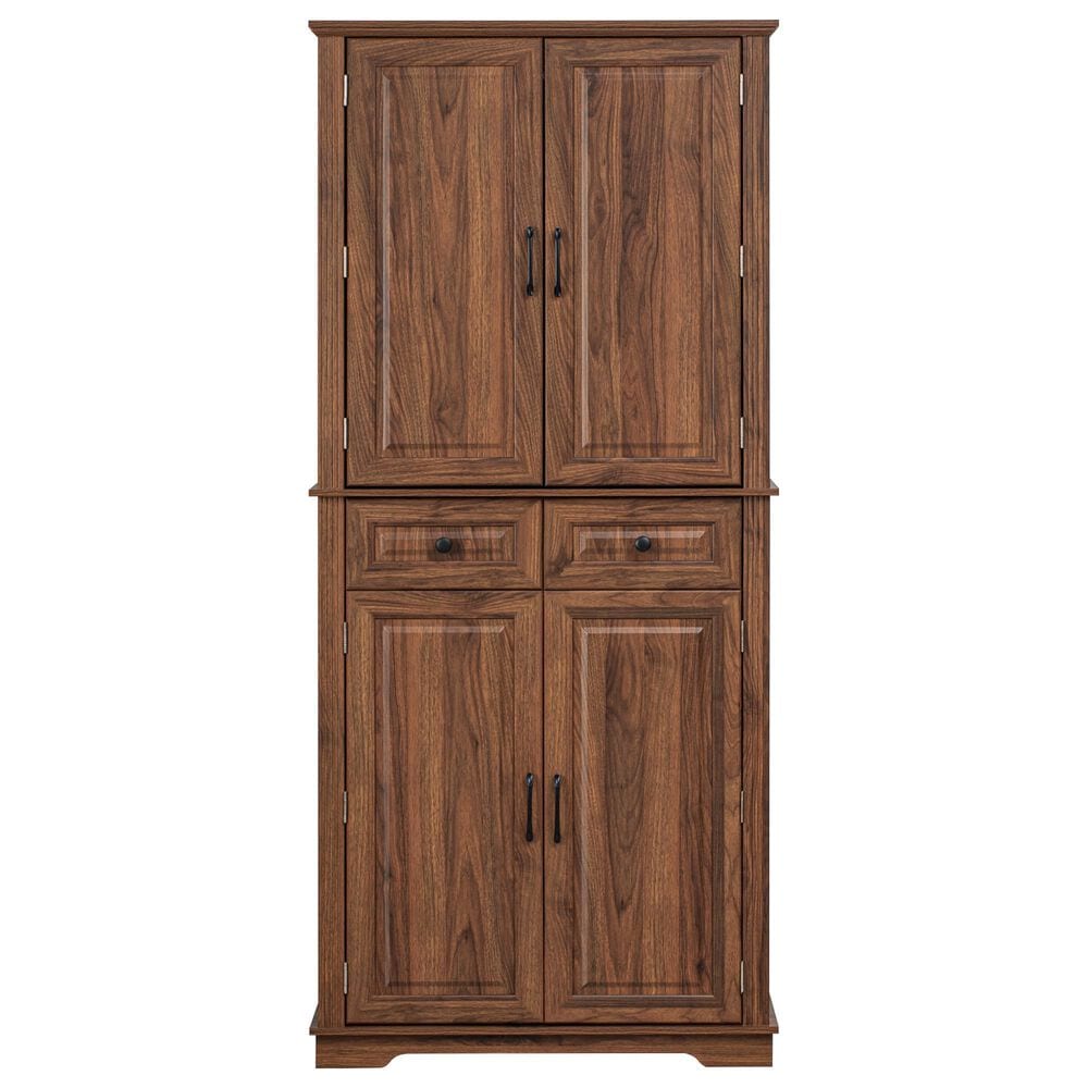 HOMLUX 71" Tall Kitchen Pantry Cabinet with 3 Pull Out Cabinet Organizers in Brown, , large