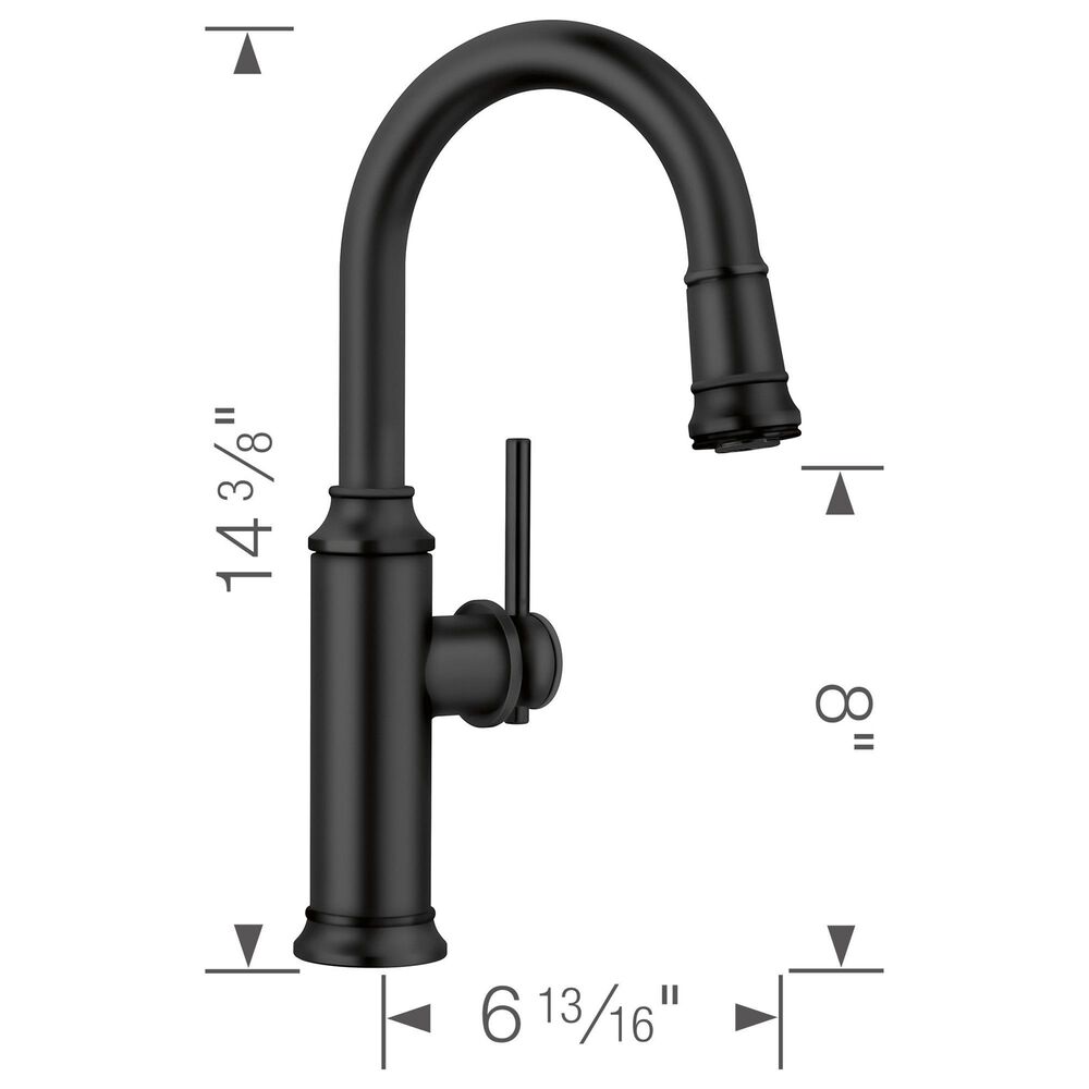 Blanco Empressa Pull-Down Bar Faucet 1.5 GPM in Matte Black, , large