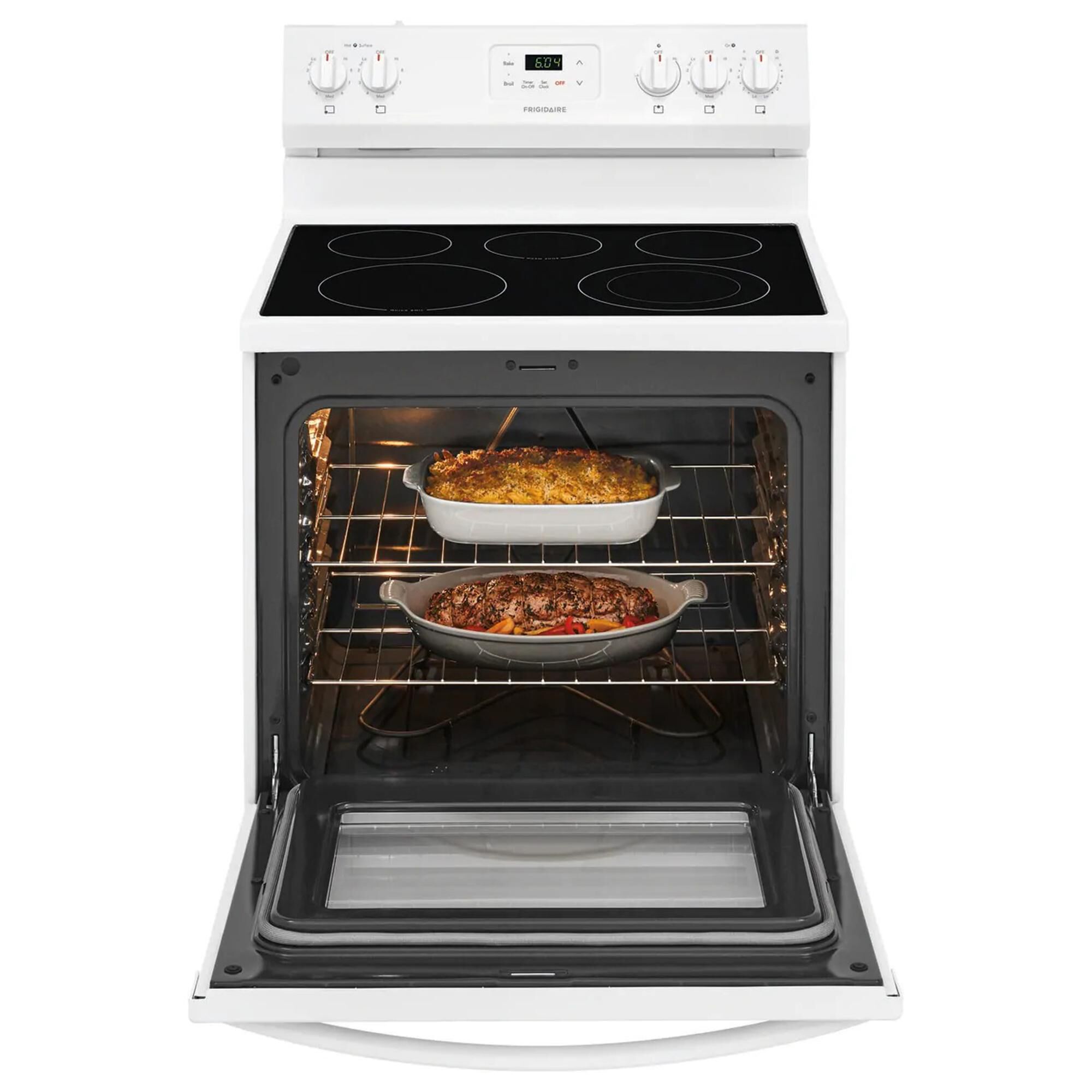 electric range with white ceramic top