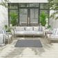 Nourison Courtyard Ivory and Blue 4" Square Indoor/Outdoor Area Rug, , large
