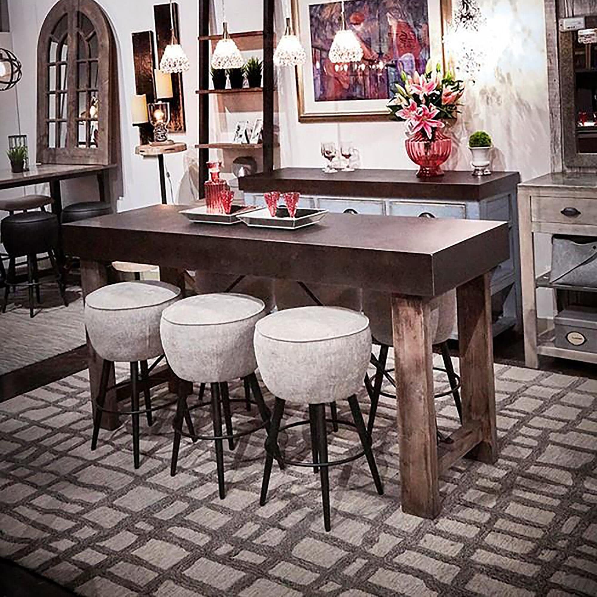 Nest Nikki Counter Stool with Antique Grey Cushion in Black NFM