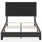 HOMLUX Pessac Full PU Leather Upholstered Panel Bed Frame in Black, , large