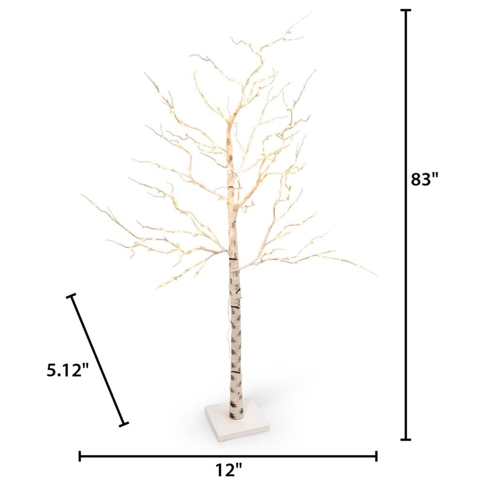 The Gerson Company 6.89&#39; LED Illuminating Indoor Holiday Birch Tree in White, , large
