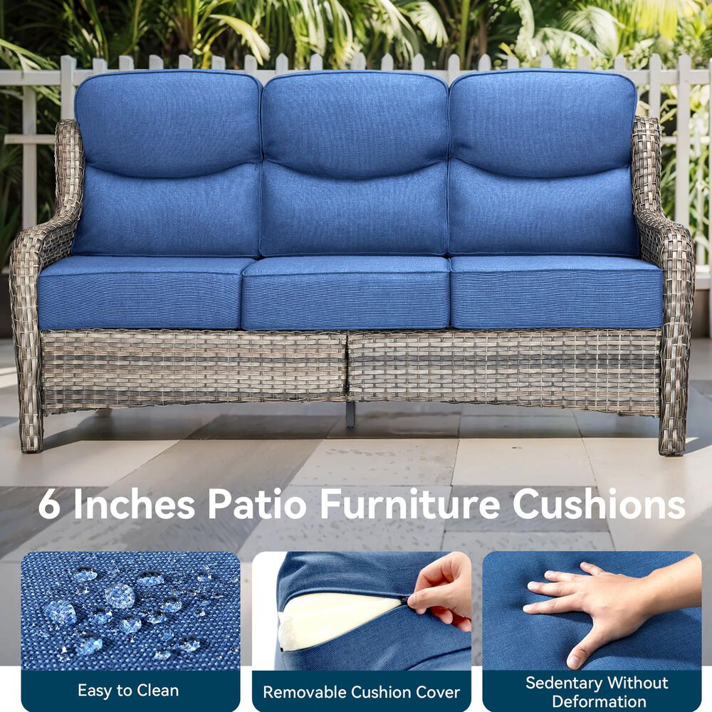 Sunwell Garden 4-Piece Firepit Set in Navy, , large