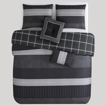 BEBEJAN Kyle 5-Piece King Comforter Set in Black and Grey, , large