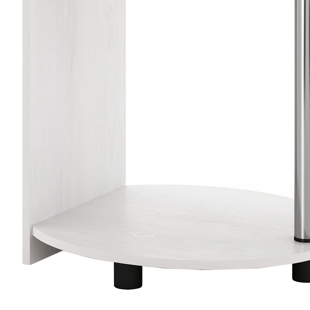HOMLUX Oval End Table with Bookshelf in White Oak and Chrome, , large