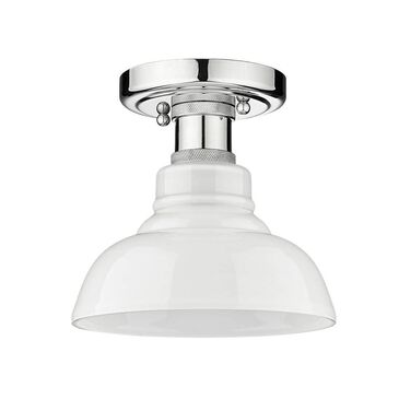 Golden Lighting Carver Flush Mount in Chrome w/Vintage Milk Glass, , large