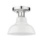 Golden Lighting Carver Flush Mount in Chrome w/Vintage Milk Glass, , large