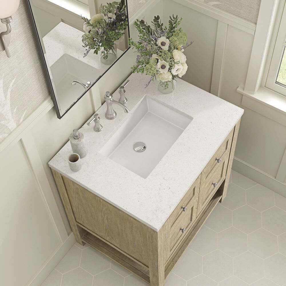 James Martin Vanities Breckenridge 30&quot; Single Vanity in Whitewashed Oak with 3 cm Lime Delight Quartz Top, , large