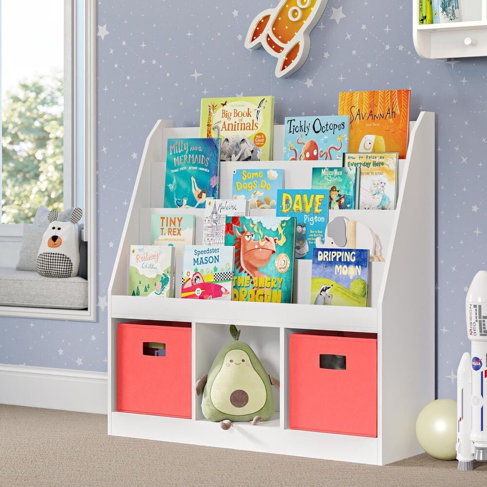 RiverRidge Home 3-Cubby Kid Book Rack in White, , large