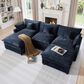 HOMLUX 107.87" Ultra-Comfort Chenille Sectional Sofa Set in Dark Blue, , large