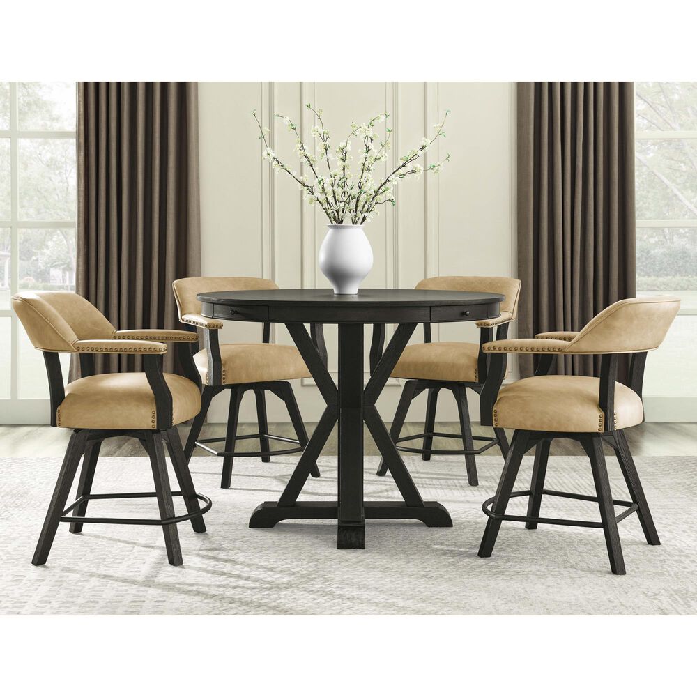 Steve Silver Rylie Counter Game Table and 4 Chairs in Black, , large