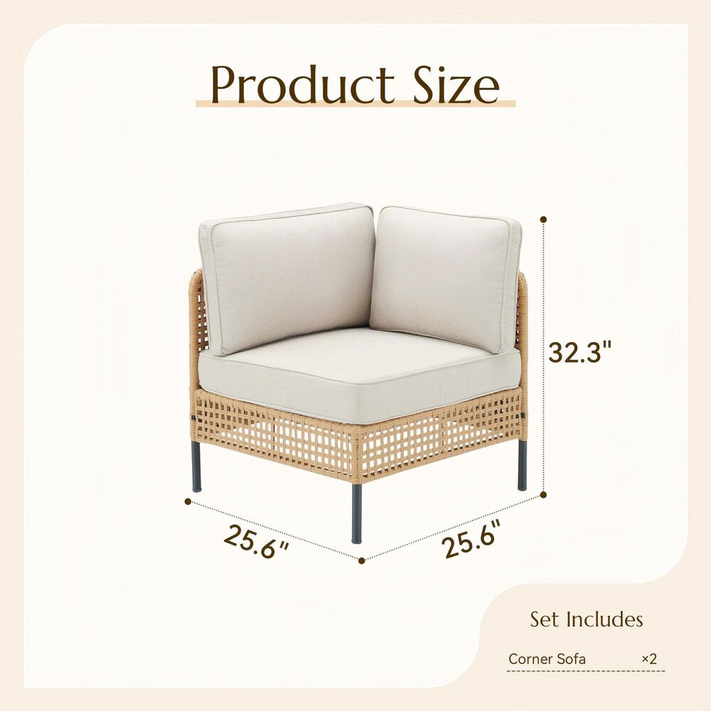 Sunwell Garden Patio Module Corner Chair in Beige (Set of 2), , large