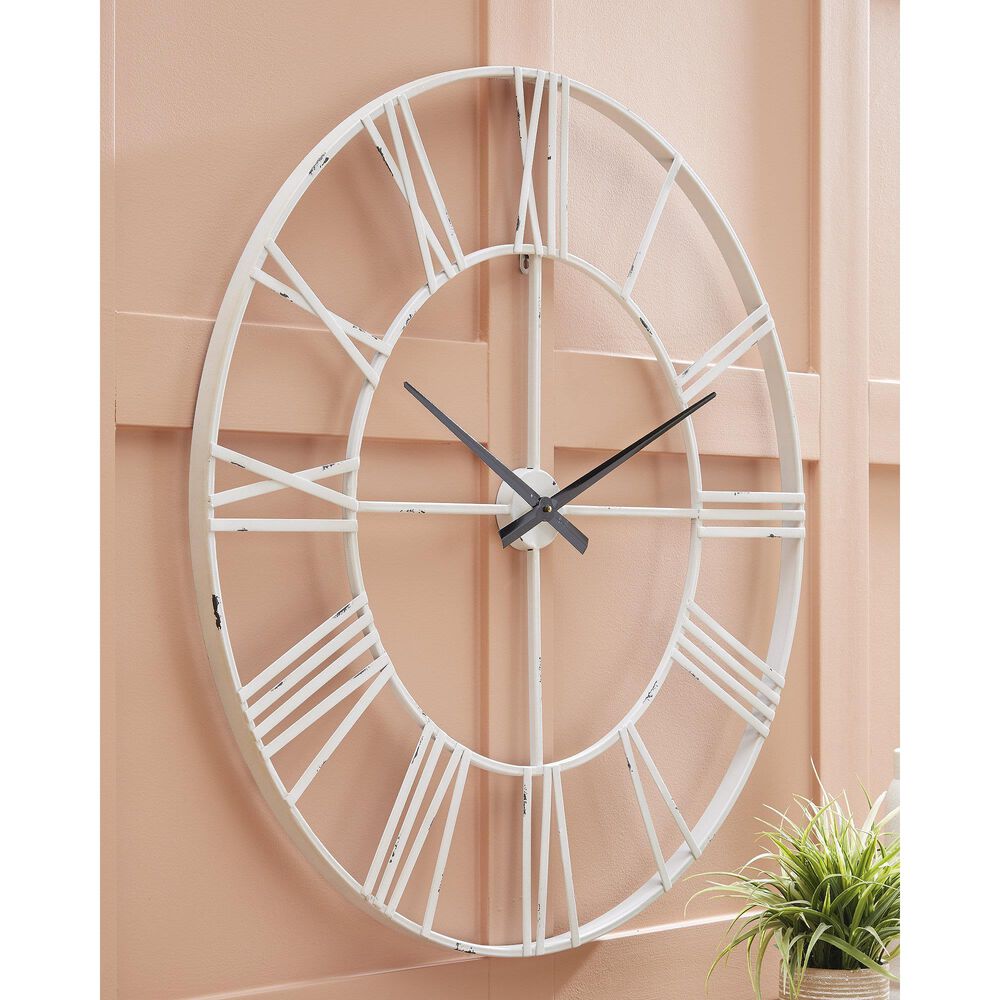 Signature Design by Ashley Paquita Wall Clock in Antique White, , large