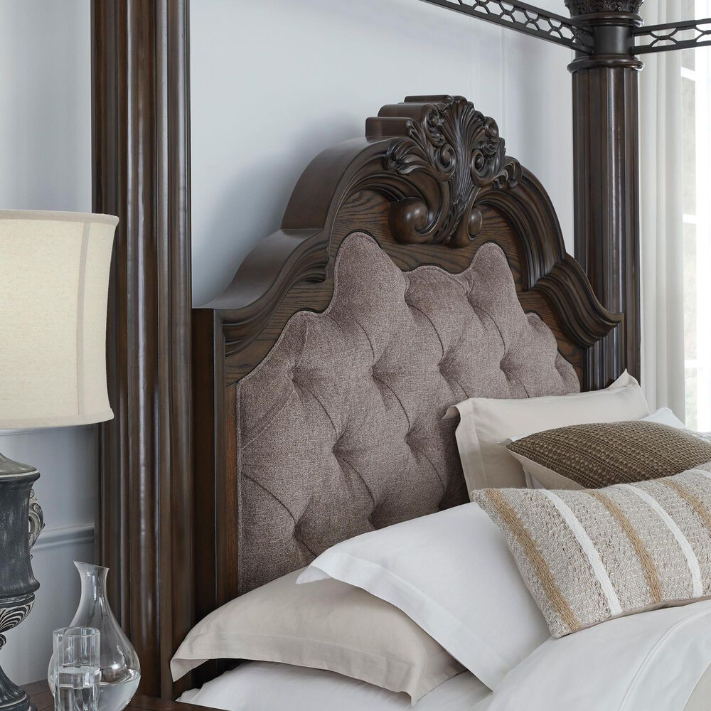 Ashley Maylee King Canopy Bed  in Dark Brown, , large