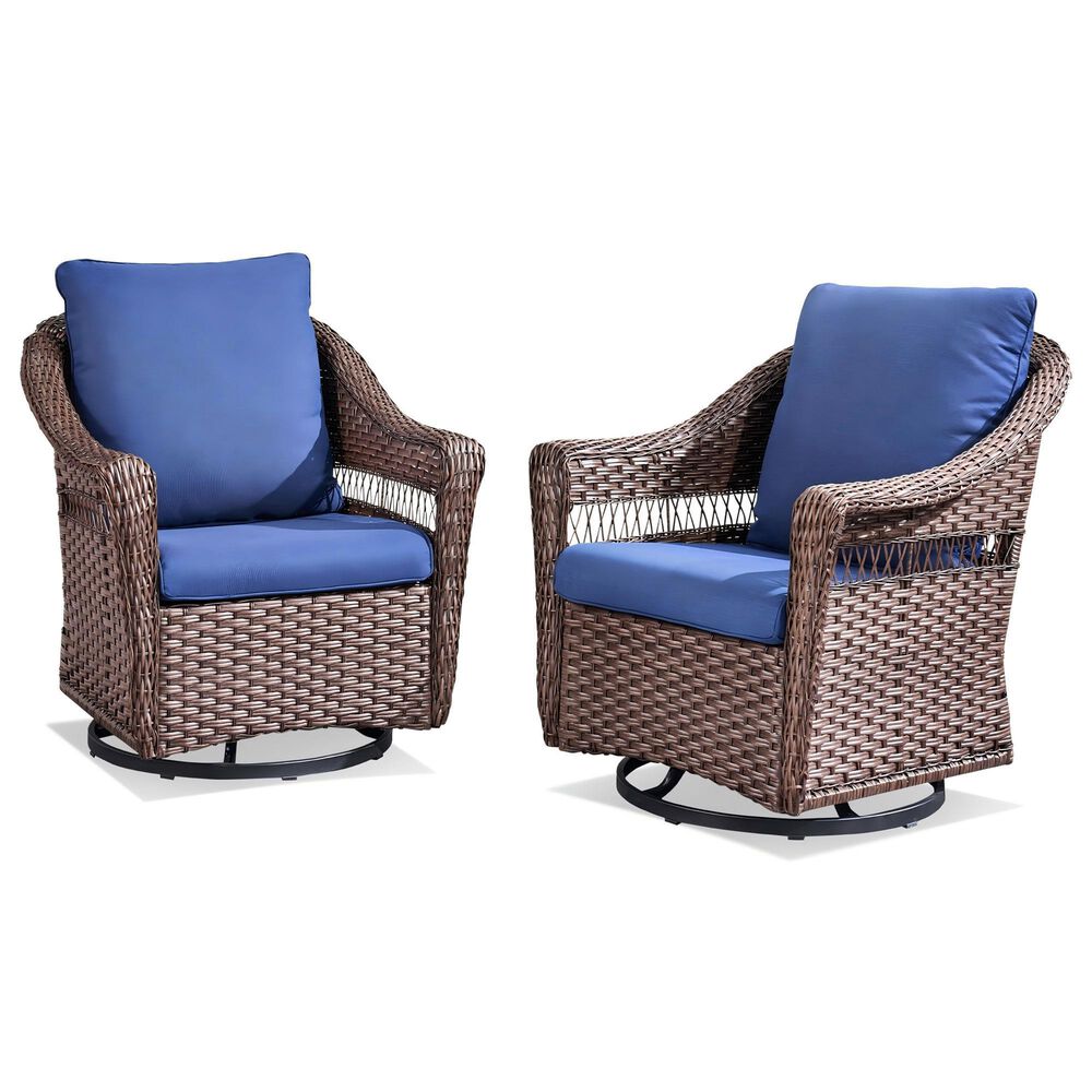 Sunwell Garden 4-Piece Patio Chat Set with Coffee Table in Navy, , large