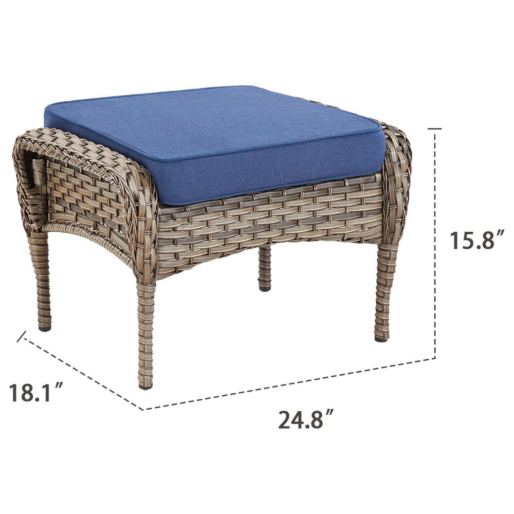 Hearth and Haven Patio Wicker Ottoman with Gray Rattan in Blue (Set of 2), , large