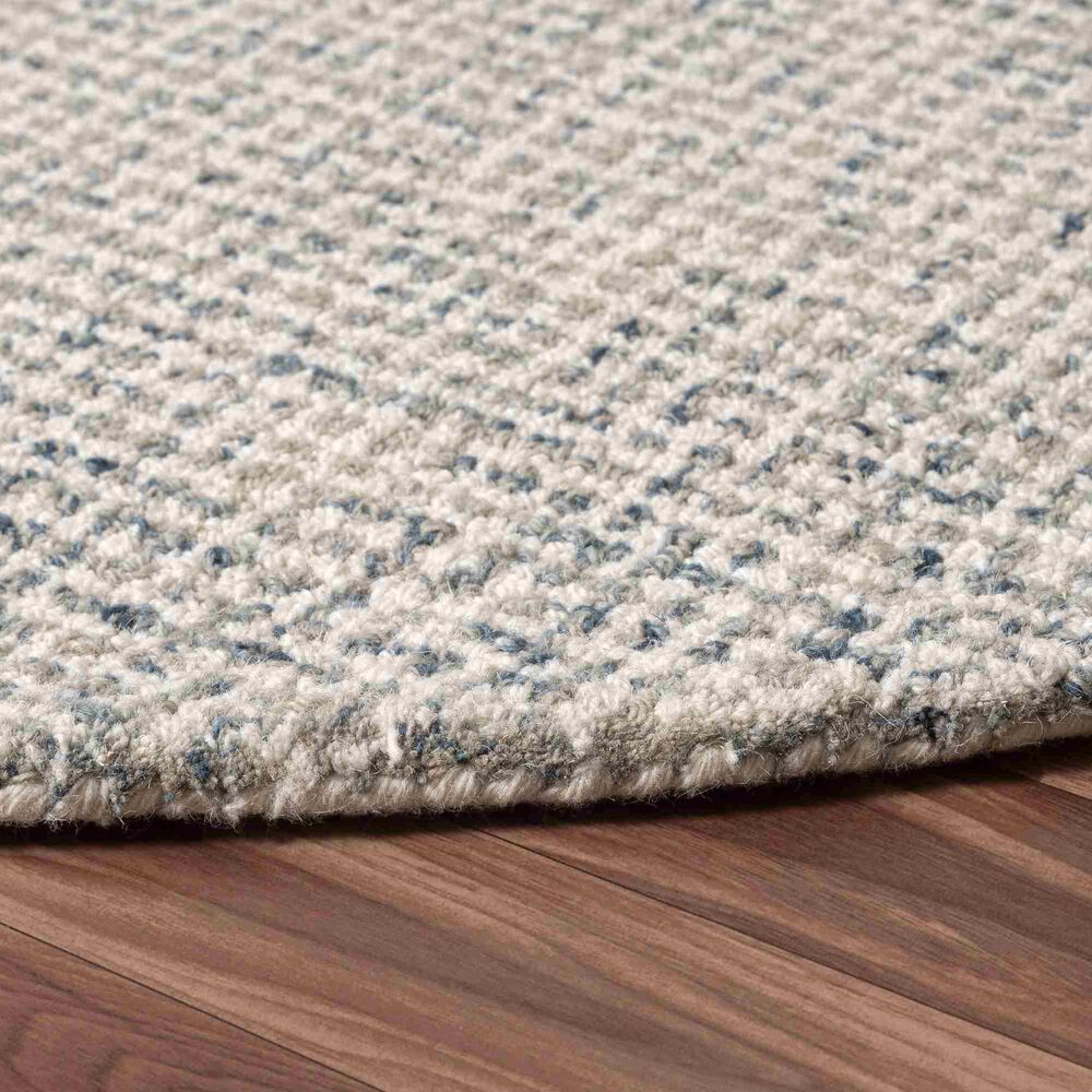 L&amp;R Resources Criss Cross Ivory and Stone Blue 6&#39; Round Area Rug, , large
