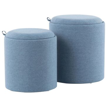 Lumisource Tray Nesting Storage Ottomans in Blue (Set of 2), , large