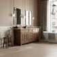 James Martin Vanities Brookfield 72" Double Bathroom Vanity in Pecan with 3cm Ethereal Noctis Quartz Top and Rectangular Sinks, , large