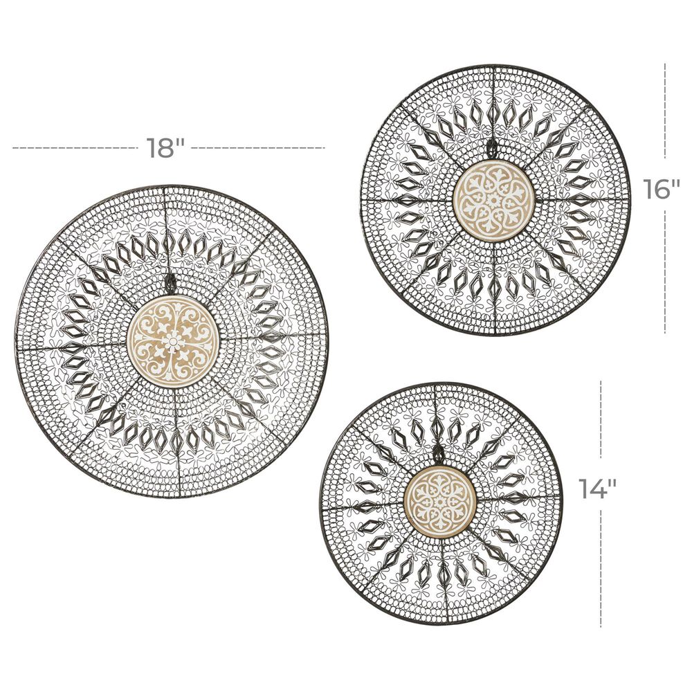 Maple and Jade 18&quot; x 18&quot; Eclectic Wall Decor in Black, White and Brown &#40;Set of 3&#41;, , large