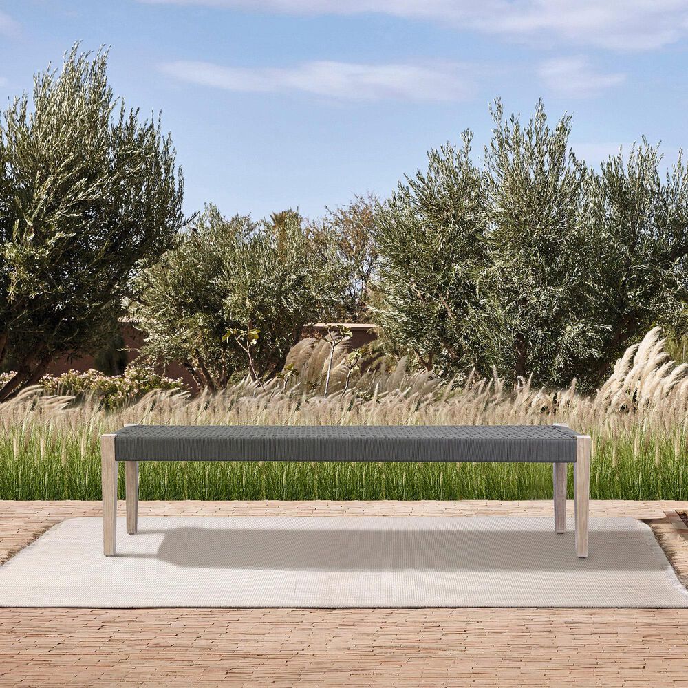 Armen Living Rhett Patio Bench in Charcoal, , large